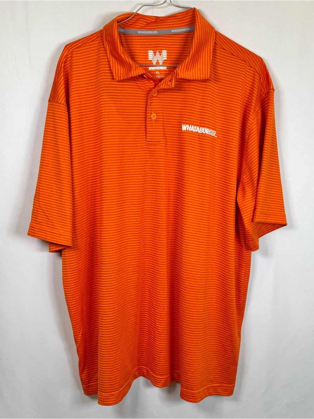 Whataburger Orange Stripe Employee Uniform Performance Polo Shirt Size XL